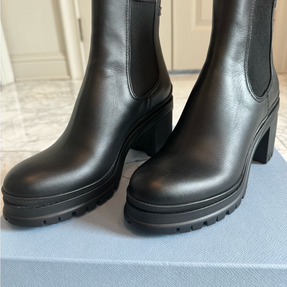 Prada Black Chelsea Lug Sole Boot